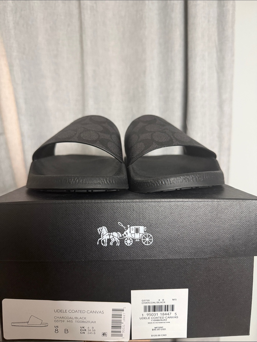 Coach Black Signature-Print Slide Sandals - Picture 4 of 5